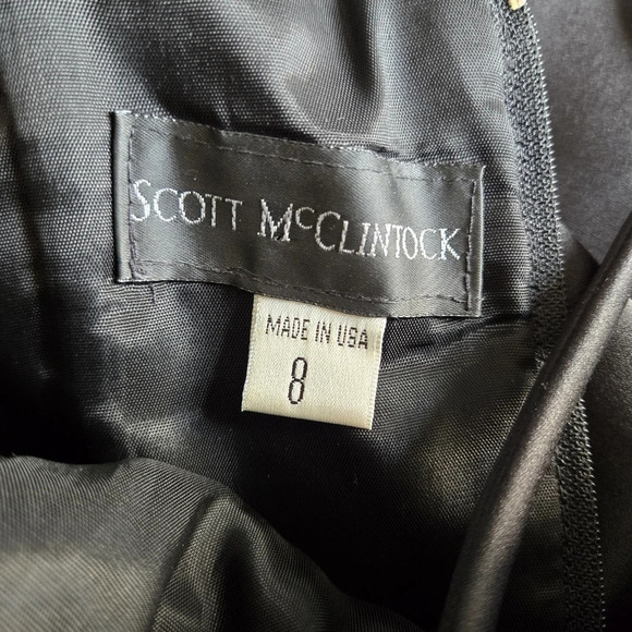 Scott McClintoch Vintage Black Tie Satin Gown‎ Rhinestone Buckle Belted Size 8 - Picture 13 of 15